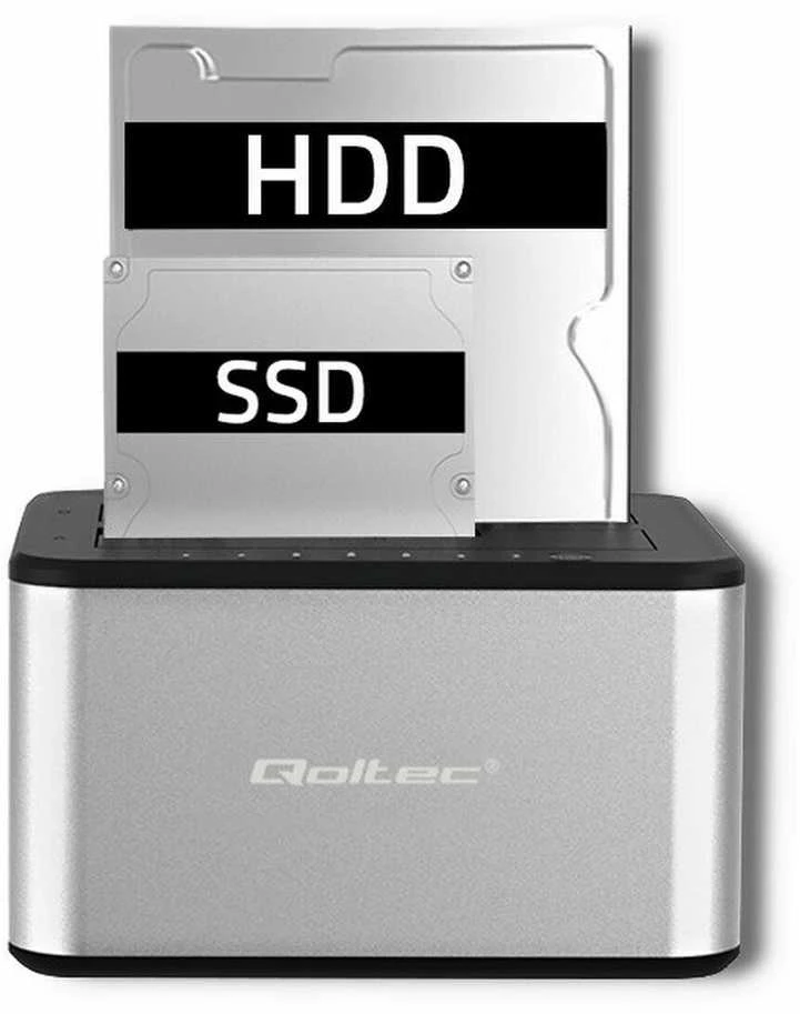 QOLTEC 50316 2x HDD / SSD prijungimo stotelė 2,5 / 3,5 colio SATA USB 3.0 klonavimas