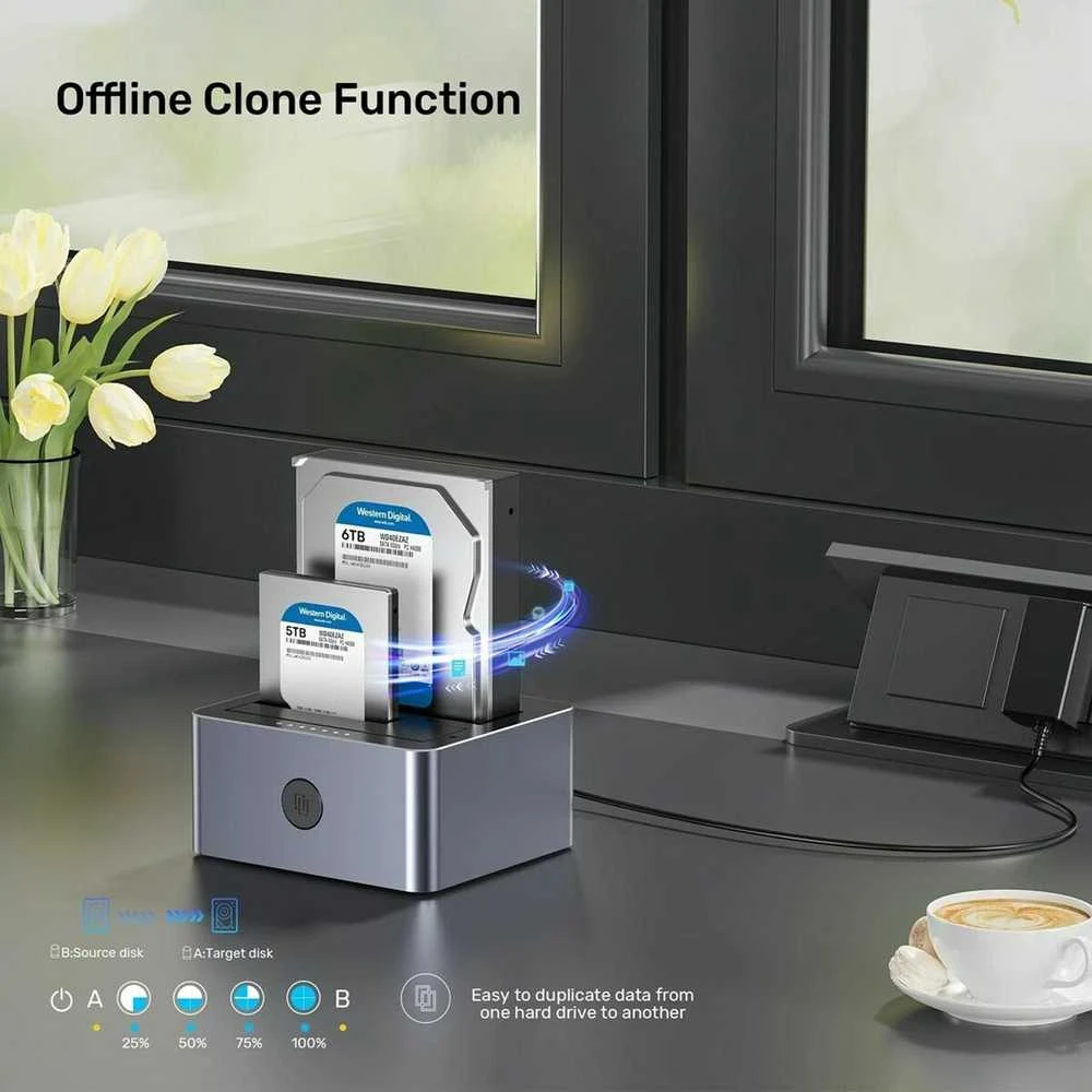 Klonavimo Stotis - UNITEK 2X SATA 2,5"/3,5" USB 5GB