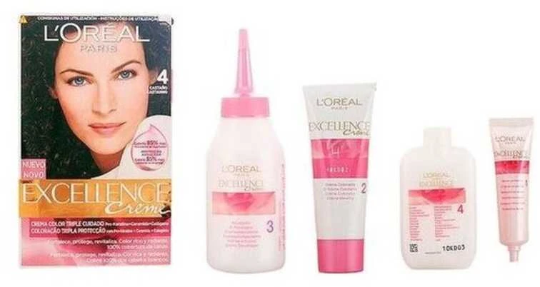 L'Oreal Excellence dažų komplektas 4 ruda spalva