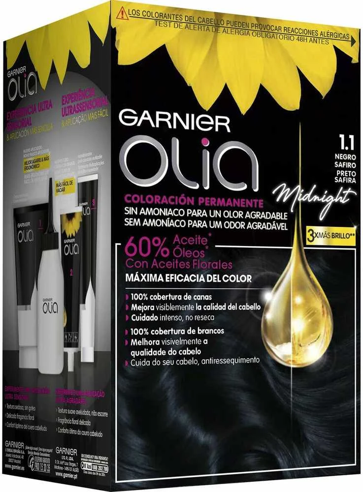 plaukų dažai Garnier Olia Permanent Colouring 1.10 Juodas Sapphire