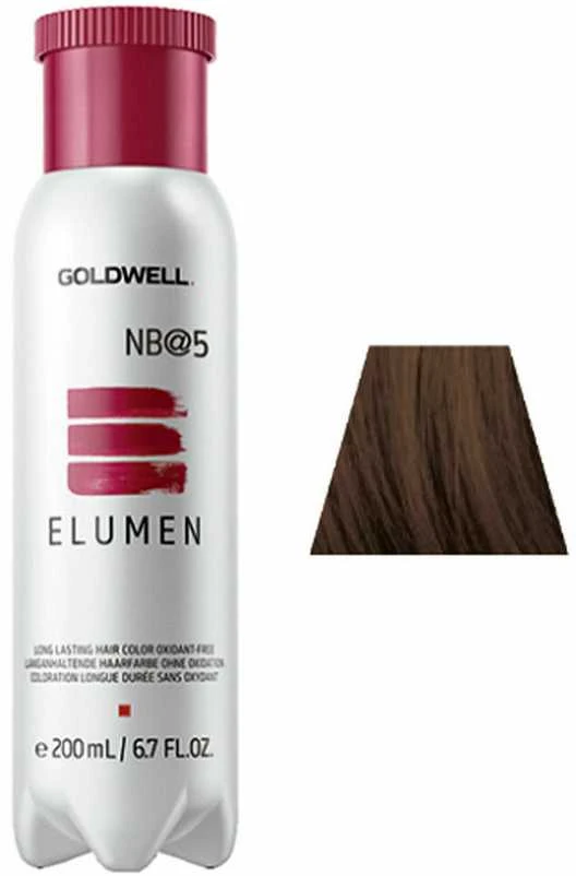 Goldwell ELUMEN NB@5 plaukų dažų buteliukas su atspalvio pavyzdžiu