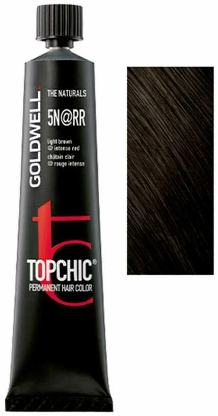 Goldwell Topchic 5N@RR dažų tūbelė su atspalvio pavyzdžiu
