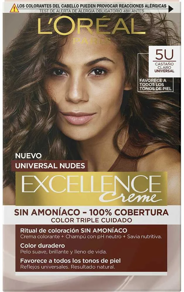 L'Oreal Excellence Nudes 5U šviesiai rudų plaukų dažų pakuotė