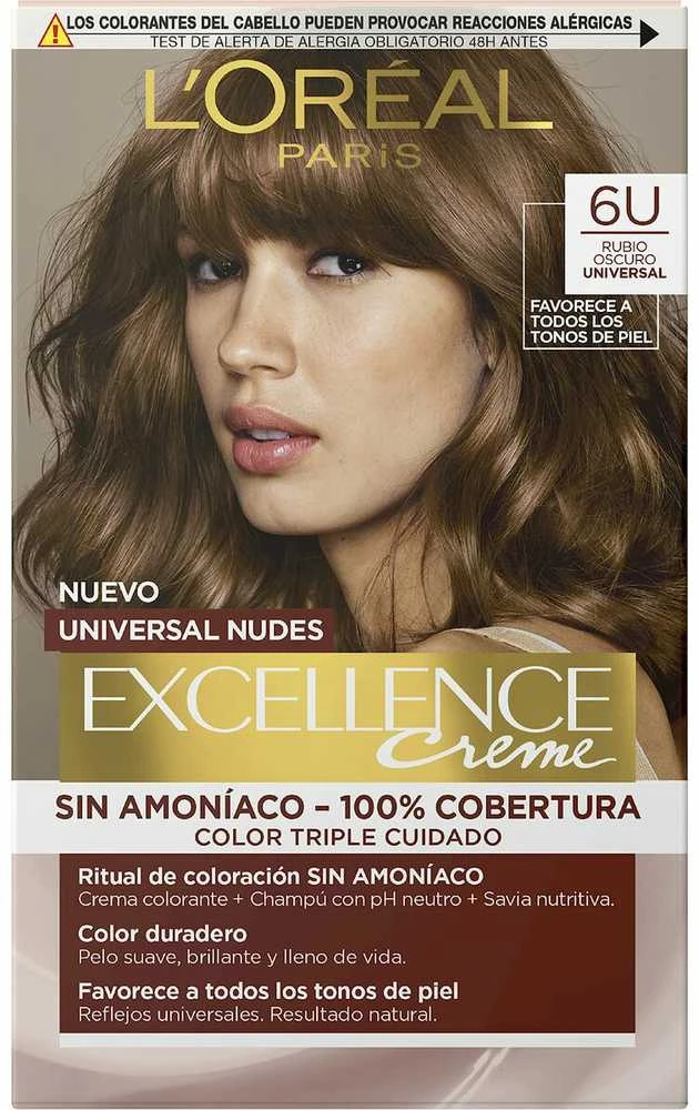 L'Oreal Excellence Nudes 6U plaukų dažų pakuotė