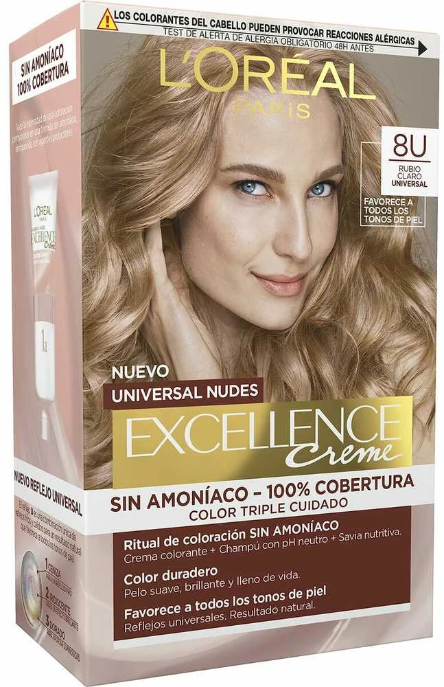 L'Oréal Excellence Nudes 8U šviesiai blondiniški dažai