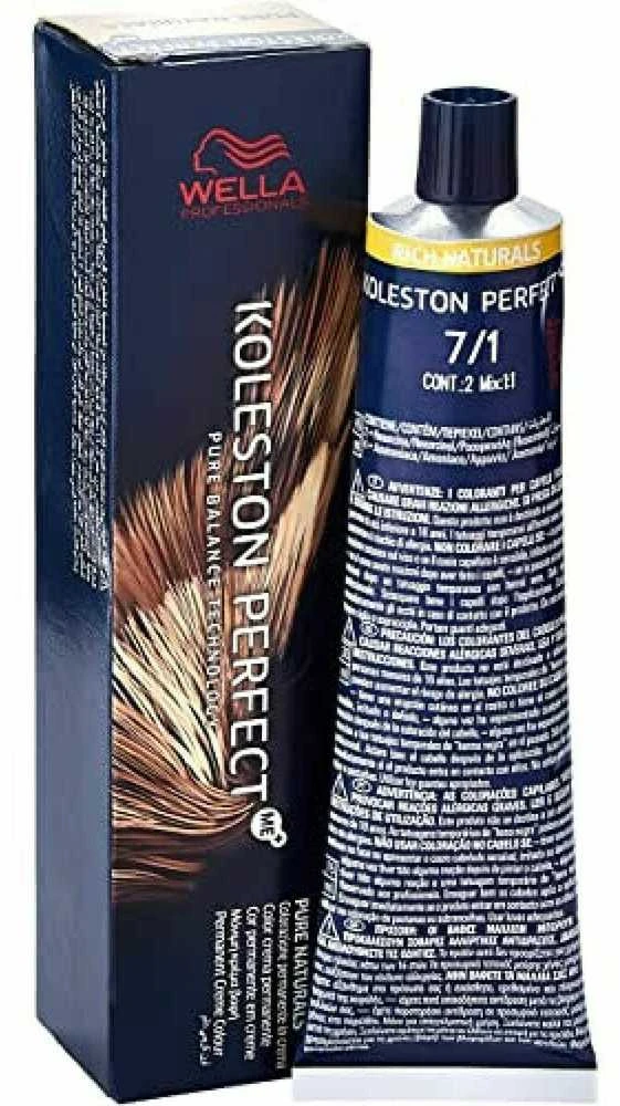 Wella Koleston Perfect Me+ 7/1 dažų tūbelė ir pakuotė