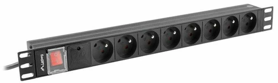 LANBERG stovas PDU 19 colių 1U 16A 6x prancūziškas 2m juodas