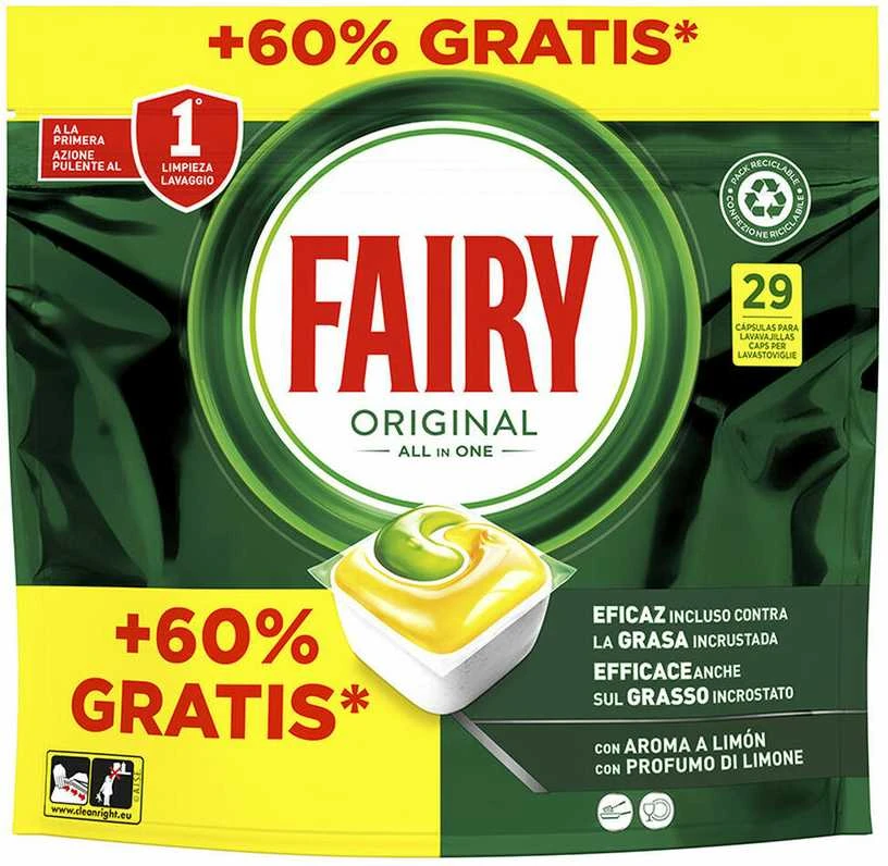 Fairy Indų ploviklis 29 kapsulės 1 litro su citrina