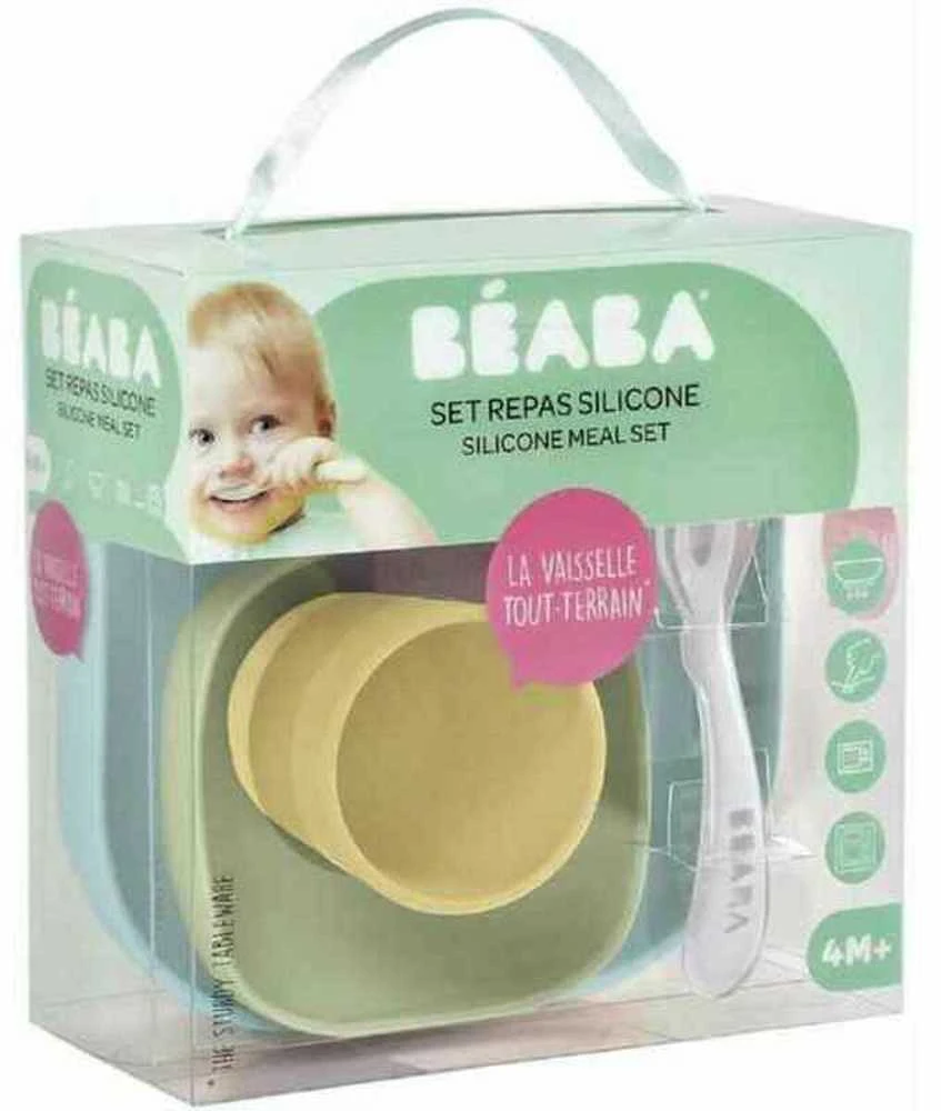 Beaba silikoninis 4 vnt. pietų rinkinys, geltonas