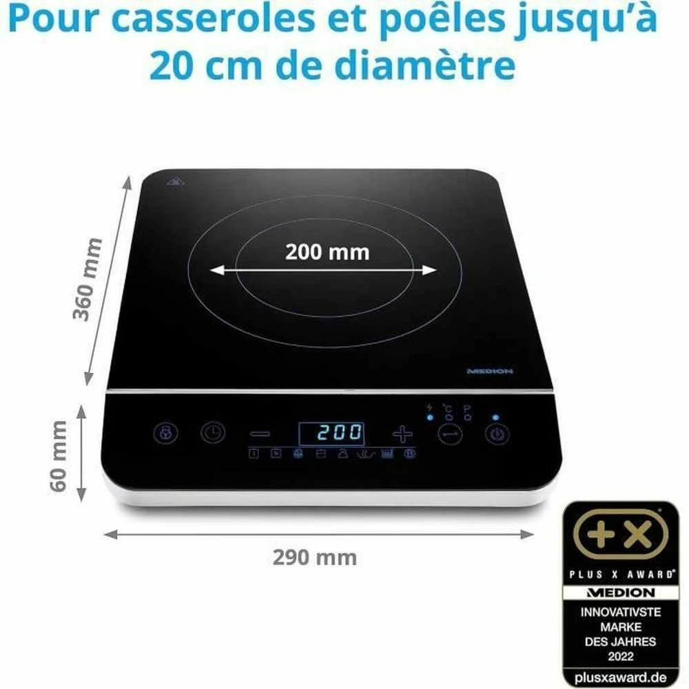 MEDION indukcinė kaitlentė 2000 W, 8 automatinės programos, MD 17595