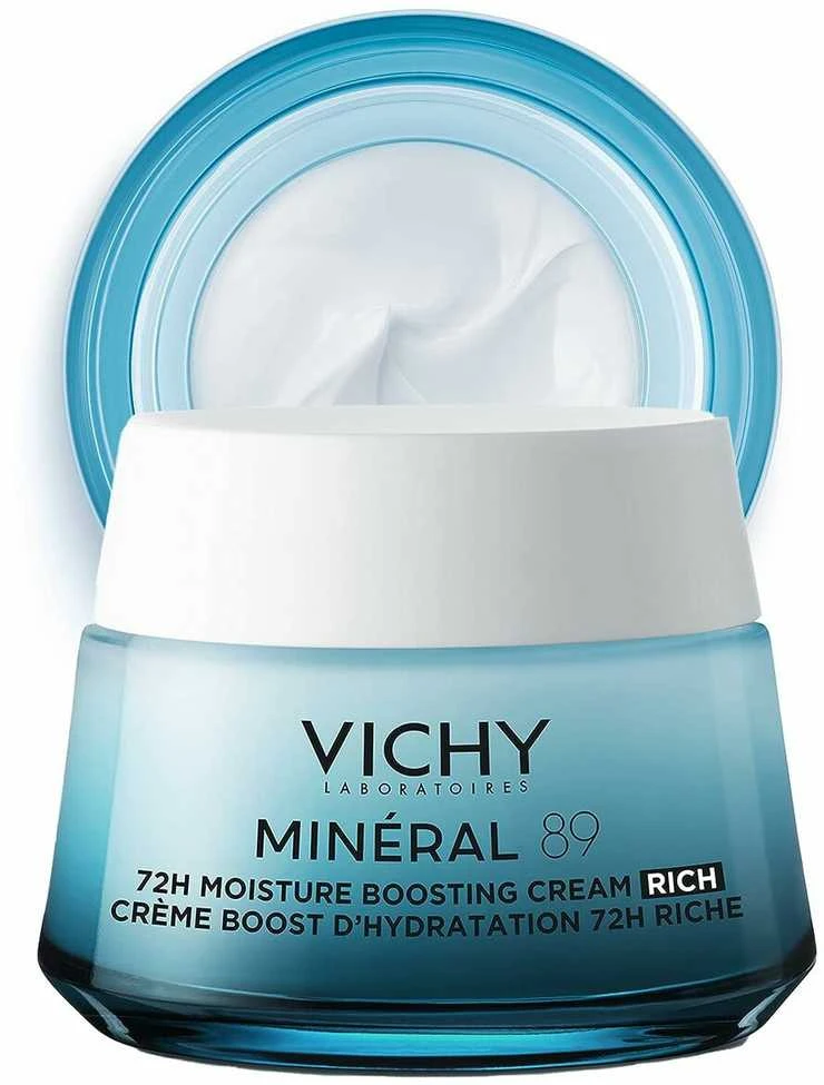 Vichy Mineral 89 Rich Kreminis drėkinantis kremas sausai ir jautriai veido odai, 50 ml