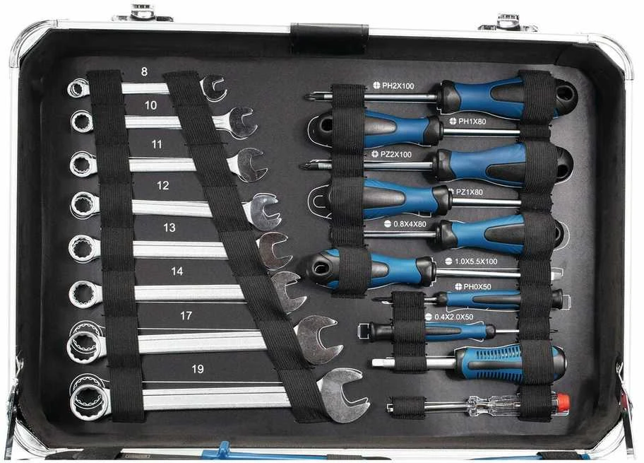 Rankinių įrankių rinkinys TB150 metaliniame lagamine 101 vnt, Scheppach
