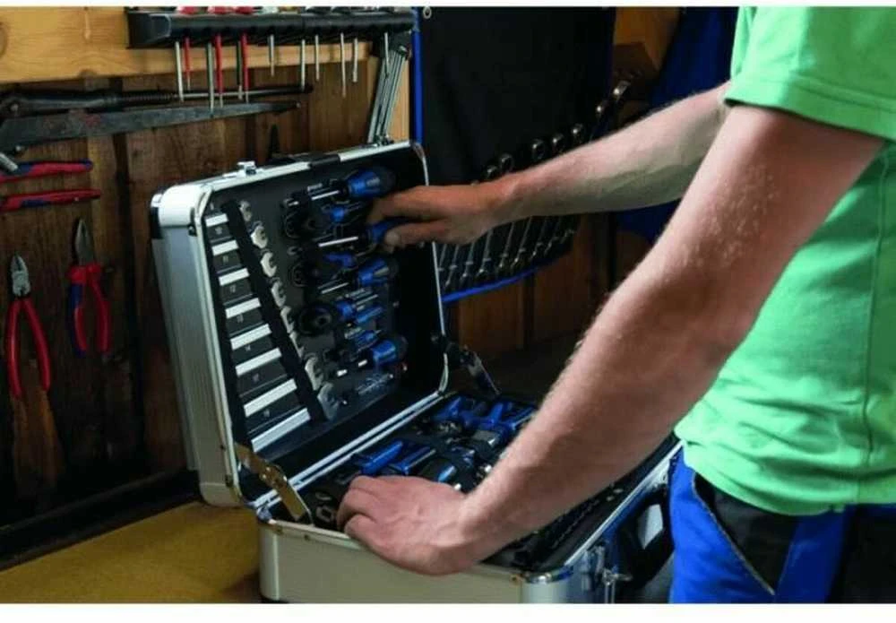 Rankinių įrankių rinkinys TB150 metaliniame lagamine 101 vnt, Scheppach