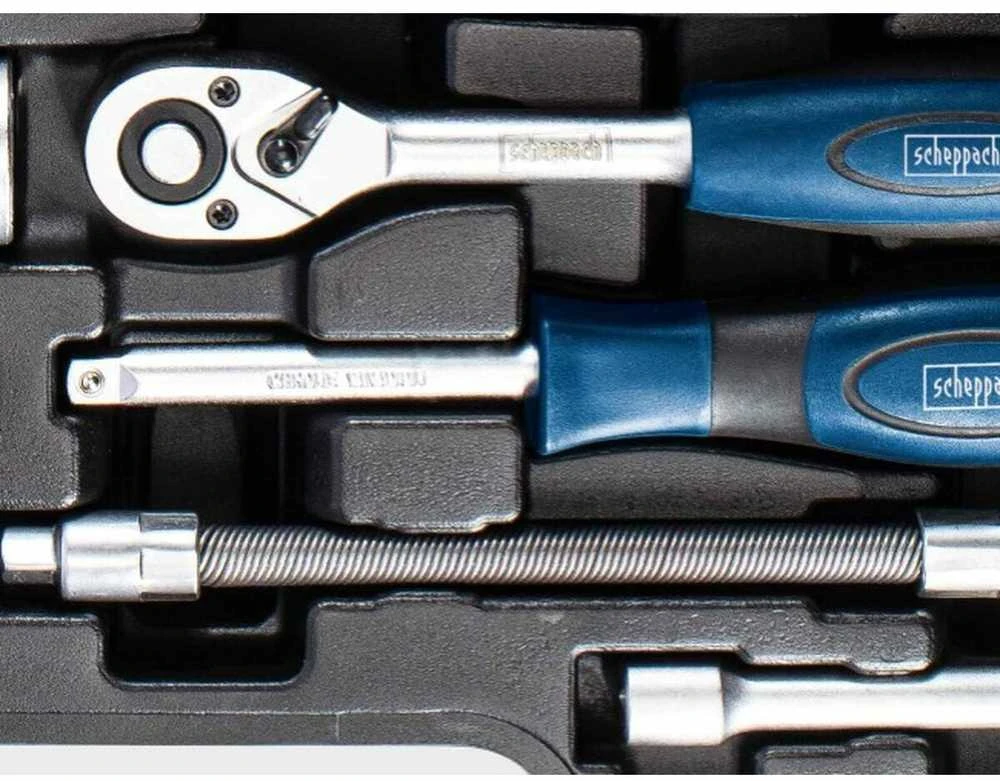 Rankinių įrankių rinkinys TB94 lagamine, 1/4"-1/2", 94 vnt., Scheppach