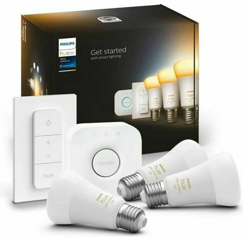 Išmanaus apšvietimo rinkinys Philips Hue 3x E27 lemputės + reguliatoriaus jungiklis