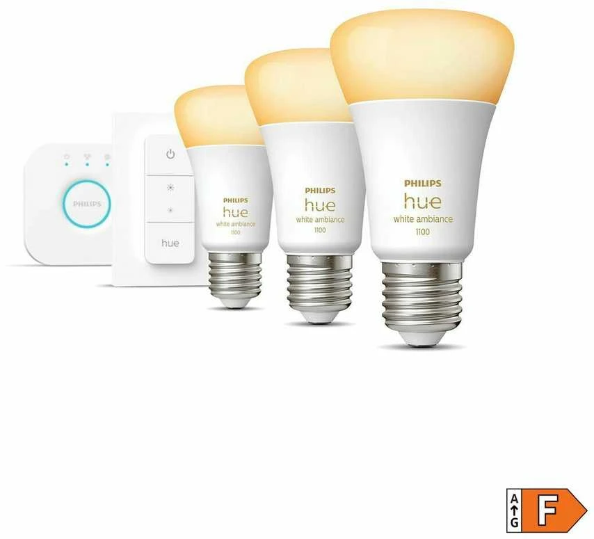 Išmanaus apšvietimo rinkinys Philips Hue 3x E27 lemputės + reguliatoriaus jungiklis