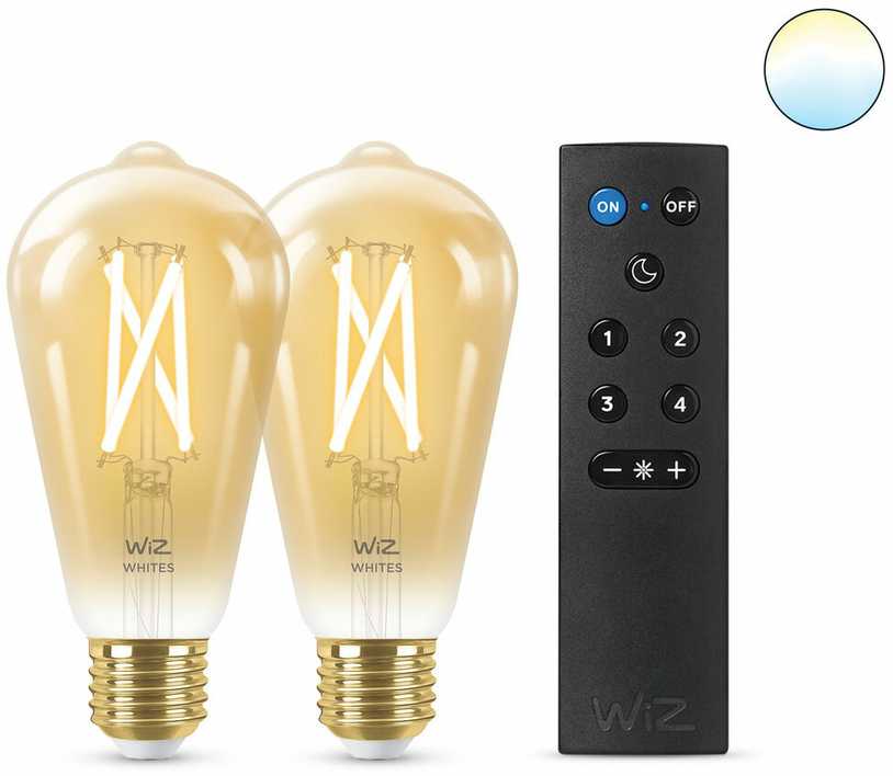 WIZ WI-FI BLE 50W ST64 AMB TW 2PK + REMOTE