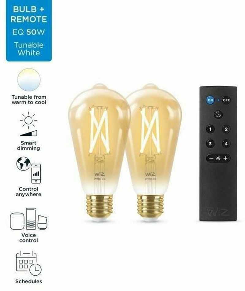 WIZ WI-FI BLE 50W ST64 AMB TW 2PK + REMOTE