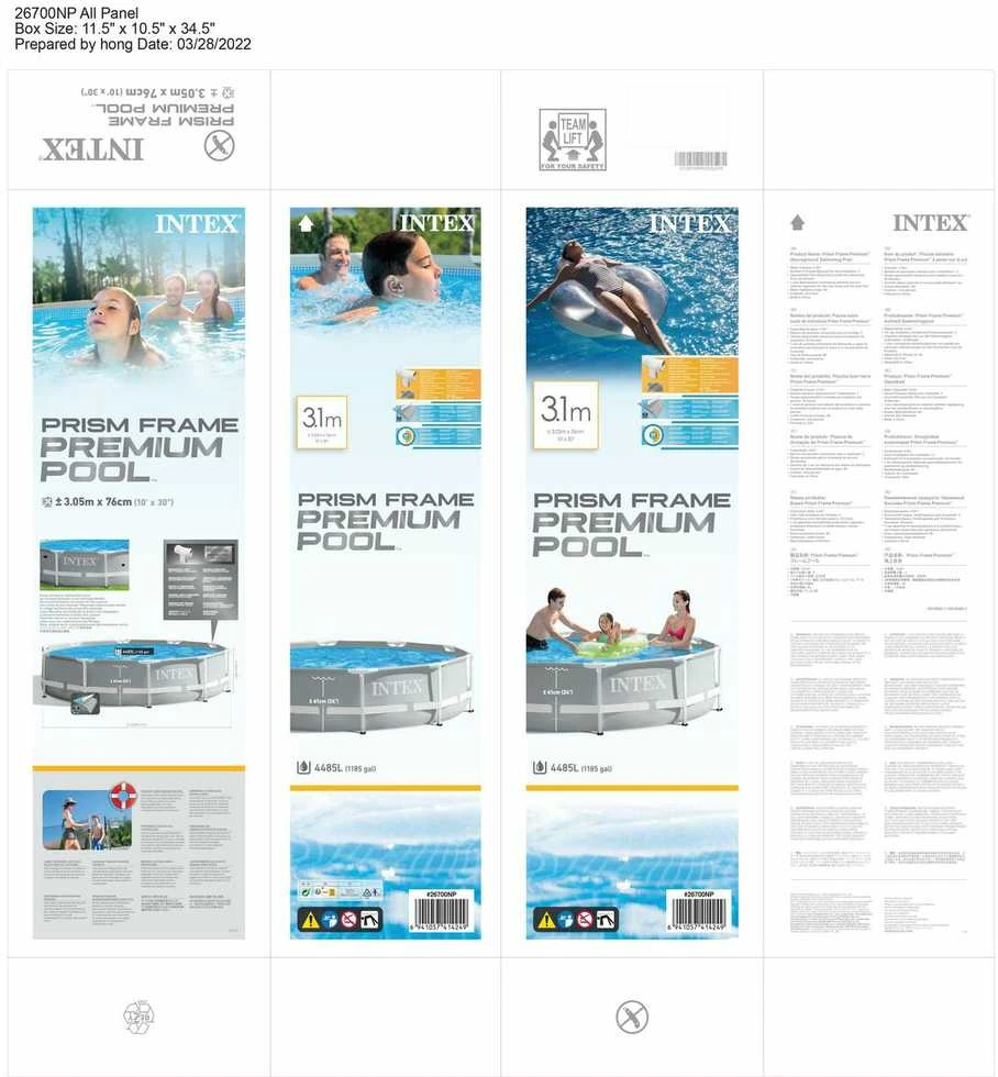 Intex Prism Frame Premium Pool Pilkas, 305x76 cm