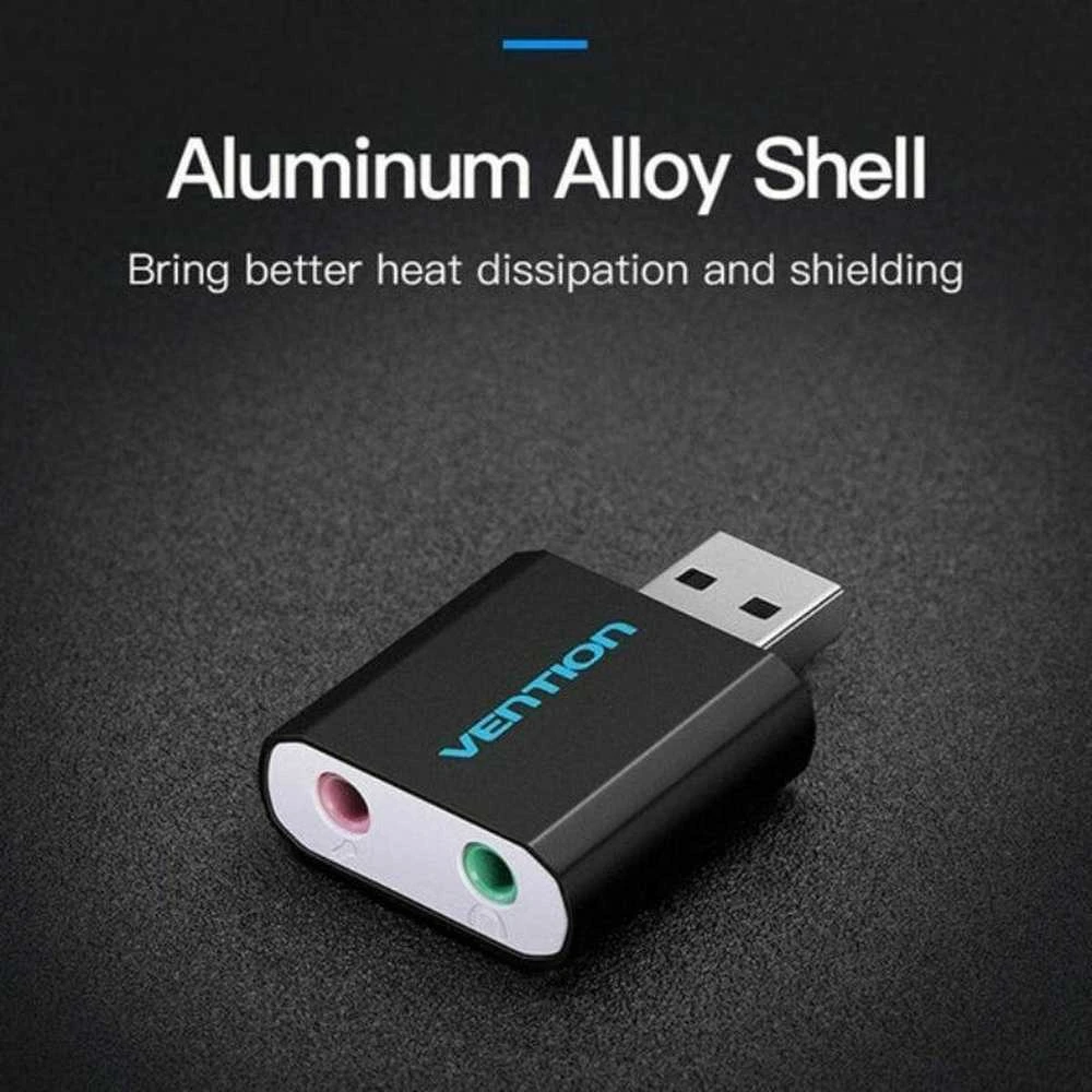 „Vention“ USB išorinė garso plokštė, juodas metalinis tipas