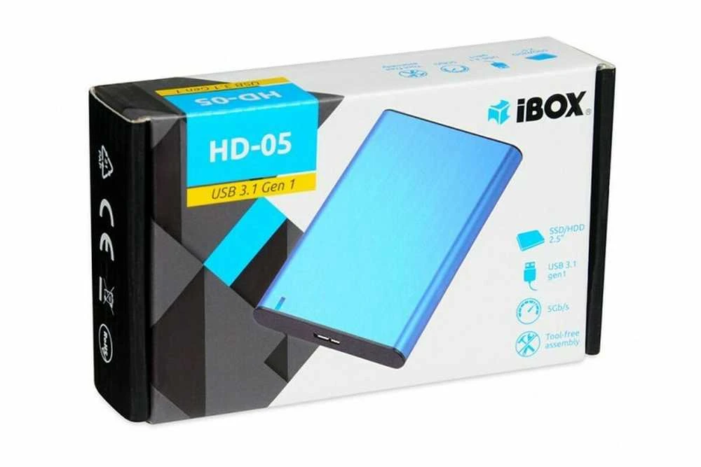IBOX HD-05 korpusas HDD 2.5" USB 3.1 Gen.1 mėlynas