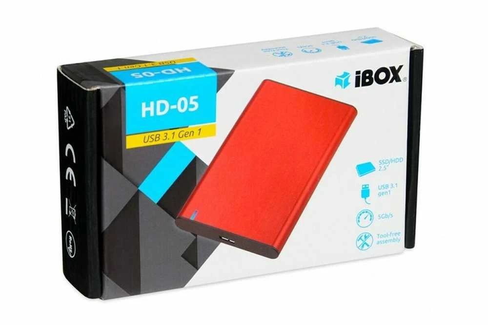 IBOX HD-05 korpusas HDD 2,5" USB 3.1 Gen.1 raudonas
