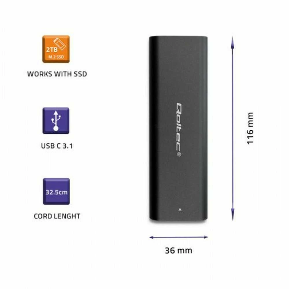 QOLTEC 50312 M.2 SATA SSD / NVME / USB tipo C korpusas