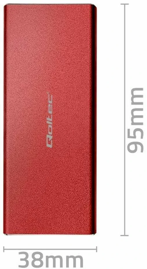 Qoltec 51831 Korpusas | M.2 SSD diskas | SATA | NGFF| USB 3.0 | Super greitis 5Gb/s | 2TB | Raudona
