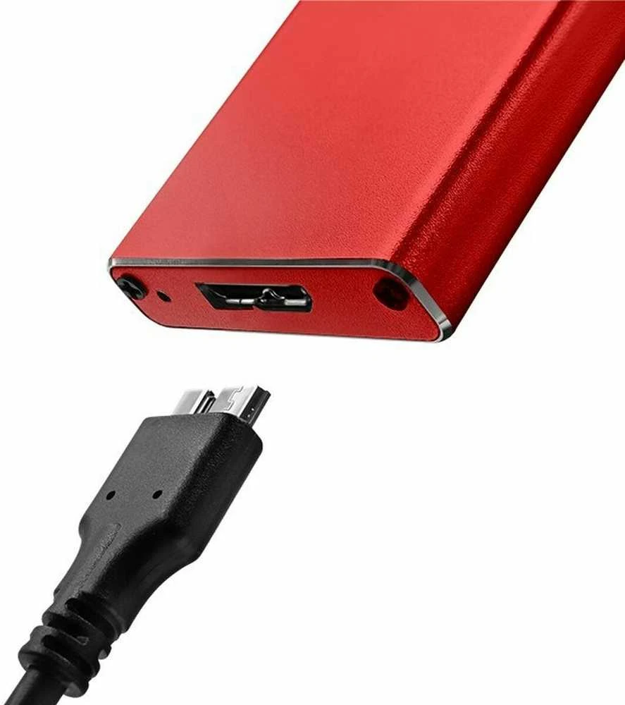 Qoltec 51831 Korpusas | M.2 SSD diskas | SATA | NGFF| USB 3.0 | Super greitis 5Gb/s | 2TB | Raudona