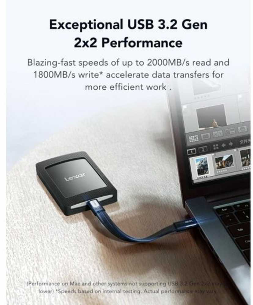 Kietasis diskas Išorinis SSD Lexar SL500 Mag rinkinys, 1 TB versija, juodas (LSL500M001T-RNBNG)