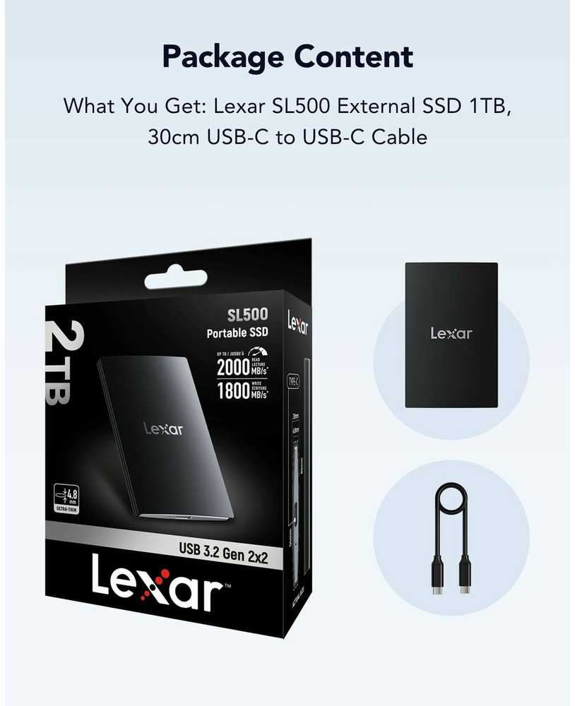 Kietasis diskas „Lexar SL500 2TB“ nešiojamasis SSD diskas