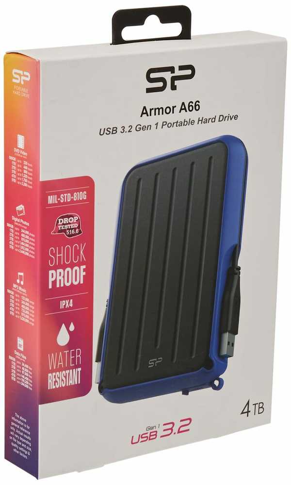 SILICON POWER COMPUTER & COMMUNICAT SILICON POWER Išorinis kietasis diskas HDD Armor A66 2.5" 4TB USB 3.2 IPX4 Mėlyna