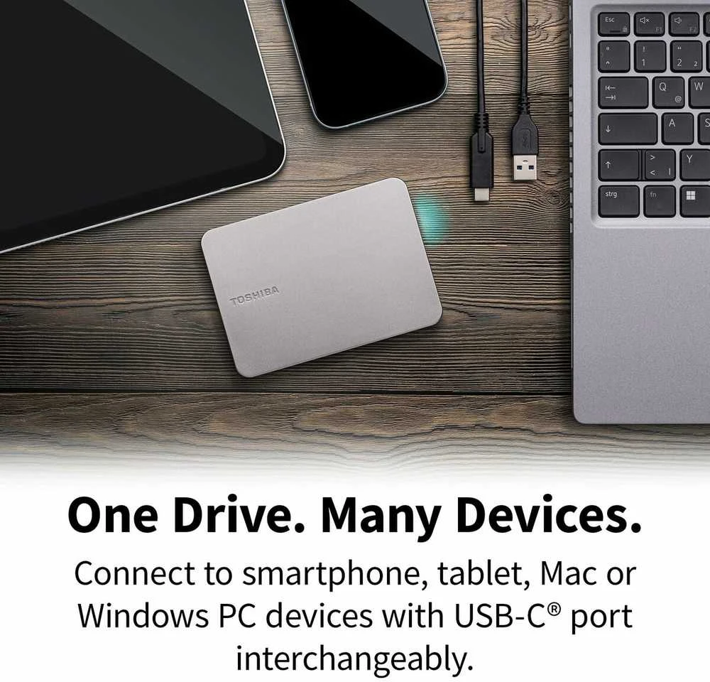 „Toshiba“ kietasis diskas | „Canvio Flex“ | 1000 GB | 2,5 colio | USB 3.2 Gen 1 | Šiltas „Sidabrinis“