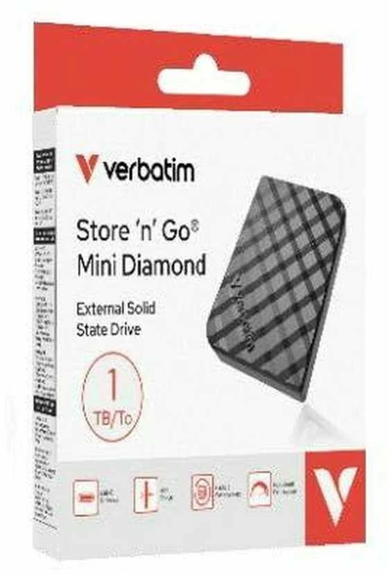Kietasis diskas External drive Verbatim Mini Diamond SSD 1TB USB-C 3.2 Gen juodas 32025