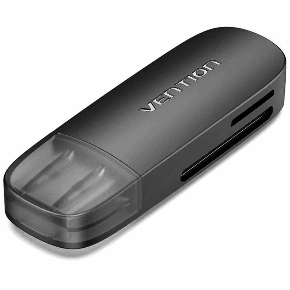 Vention Du viename USB 2.0 A (SD+TF) atminties kortelių skaitytuvo ventiliacija CLEB0 (juoda)