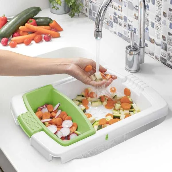 Pailginama pjovimo lenta trys viename su padėklu, indu ir nusausintuvu PractiCut InnovaGoods