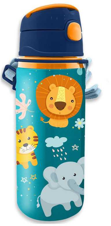 „Jungle Jungle“, gyvūnų skonio aliuminio butelis su karabinu, 600 ml