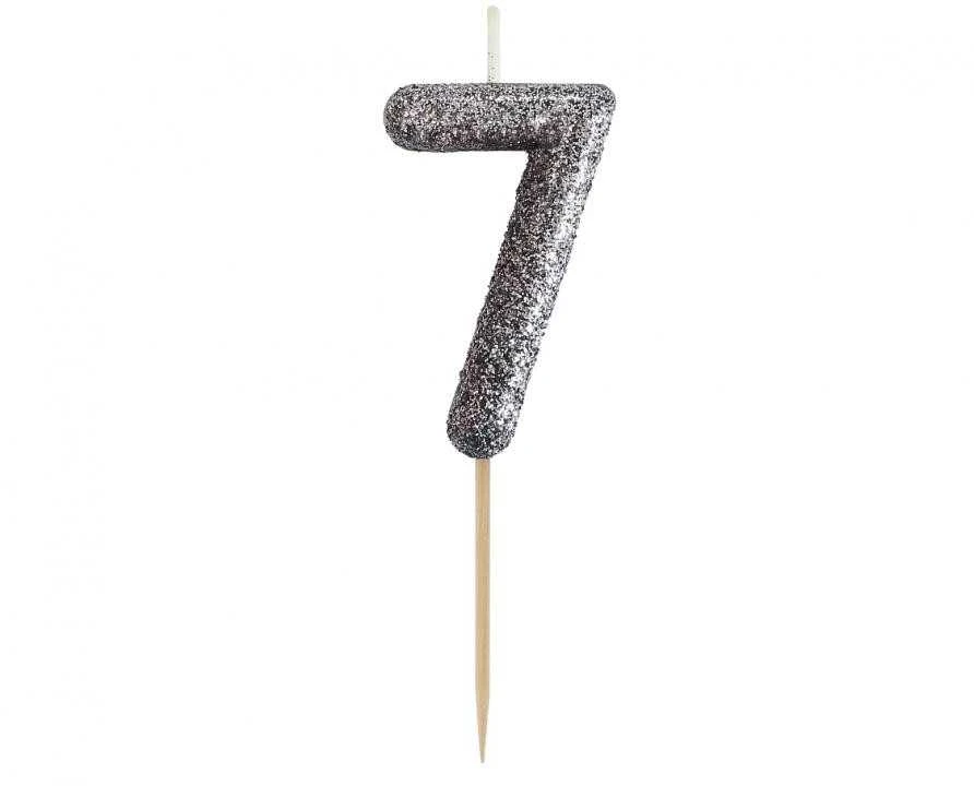 Gimtadienio žvakė numeris 7 juodai blizgantis Party GODAN BH-SPC7