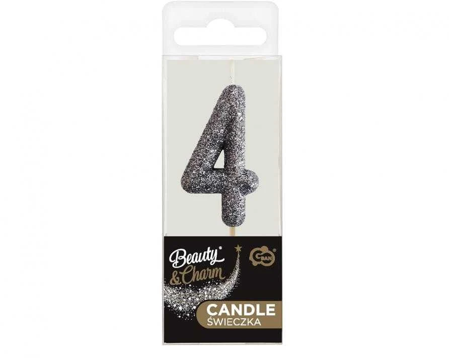 GoDan Žvakių rinktuvas 4 juodi blizgučiai 11x3,5 cm