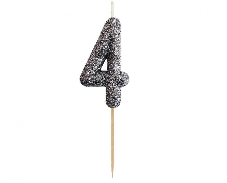 GoDan Žvakių rinktuvas 4 juodi blizgučiai 11x3,5 cm