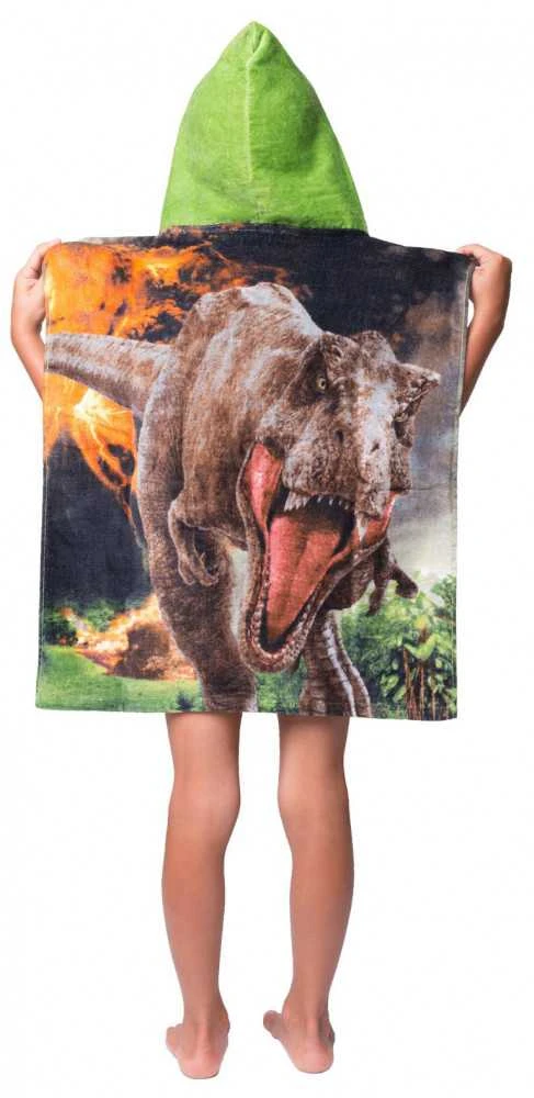 Poncho vaikams 50x115 Park Jurajski dinozaury 7615 ręcznik su kapturem dziecięce Jurassic World Park