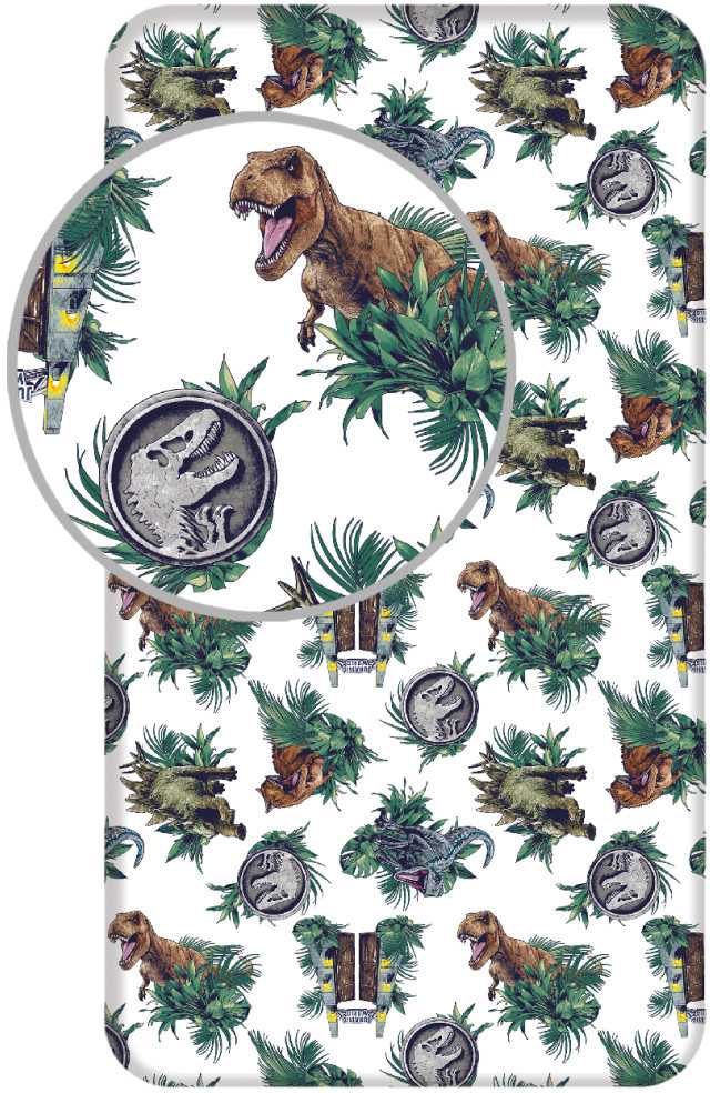 Jurassic World "Roar" Vaikiška paklodė su guma, 90x200+25 cm