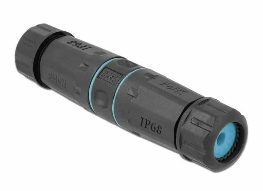 Delock kabelio jungtis RJ45 lizdas RJ45 lizdas Cat.6A atsparus vandeniui