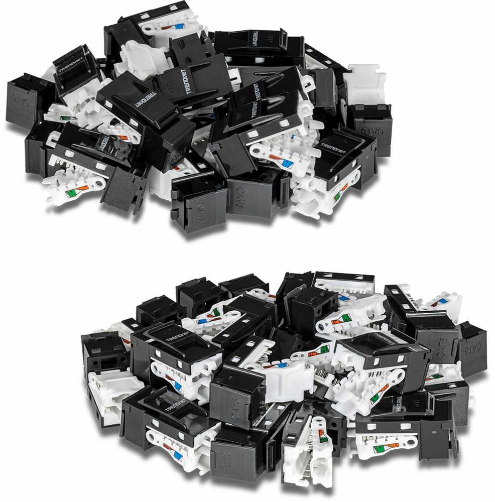 Šakotuvas TRENDnet Keystone-Buchsen 50er-Pack Cat6 werkzeuglos 90°blac