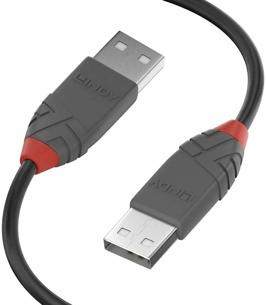 USB Kabelis - LINDY Anthra Line USB 2.0 Tipo A į A Laidas, M/M, 2 m, Juodas