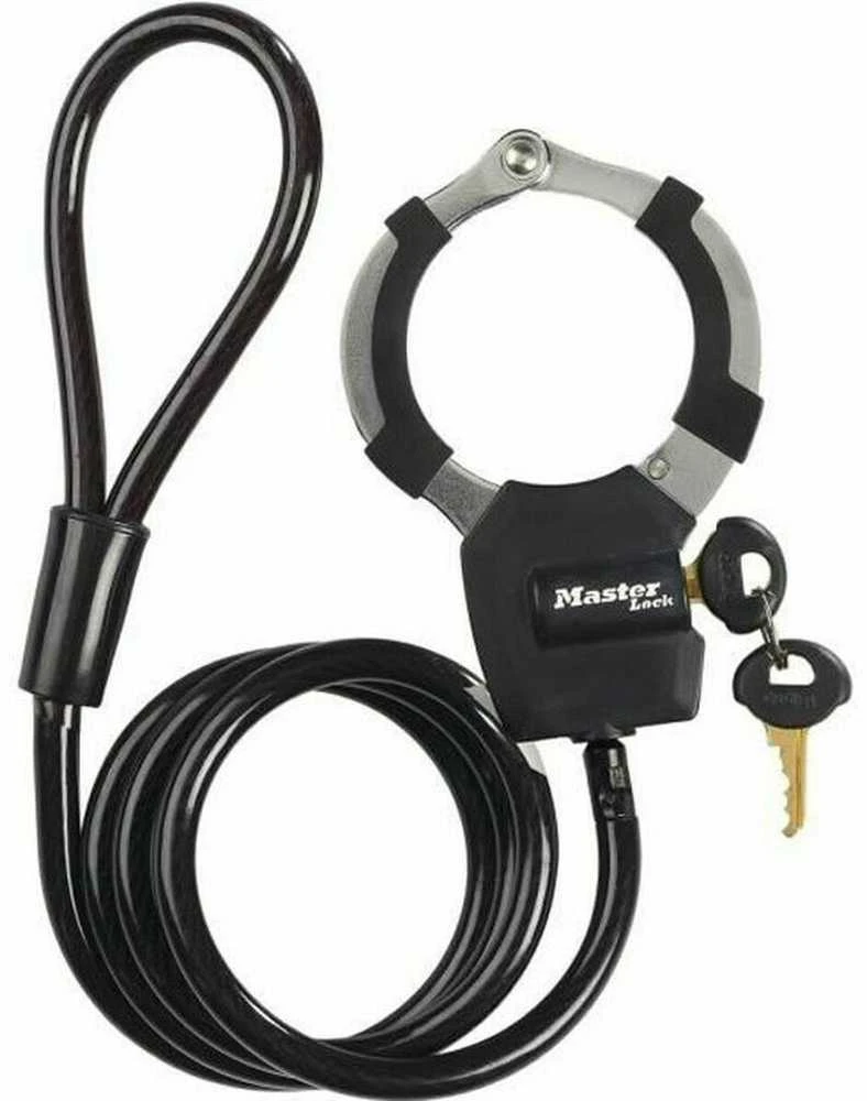 Masterlock MASTER LOCK Antrankių tipo trosinė spyna su vinilo apvalkalu ir 4 raktais (Dydis: Mėlyna)
