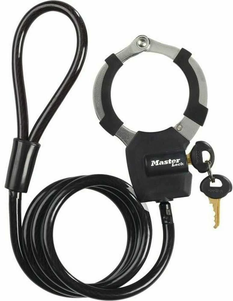 Masterlock MASTER LOCK Antrankių tipo trosinė spyna su vinilo apvalkalu ir 4 raktais (Dydis: Juoda)