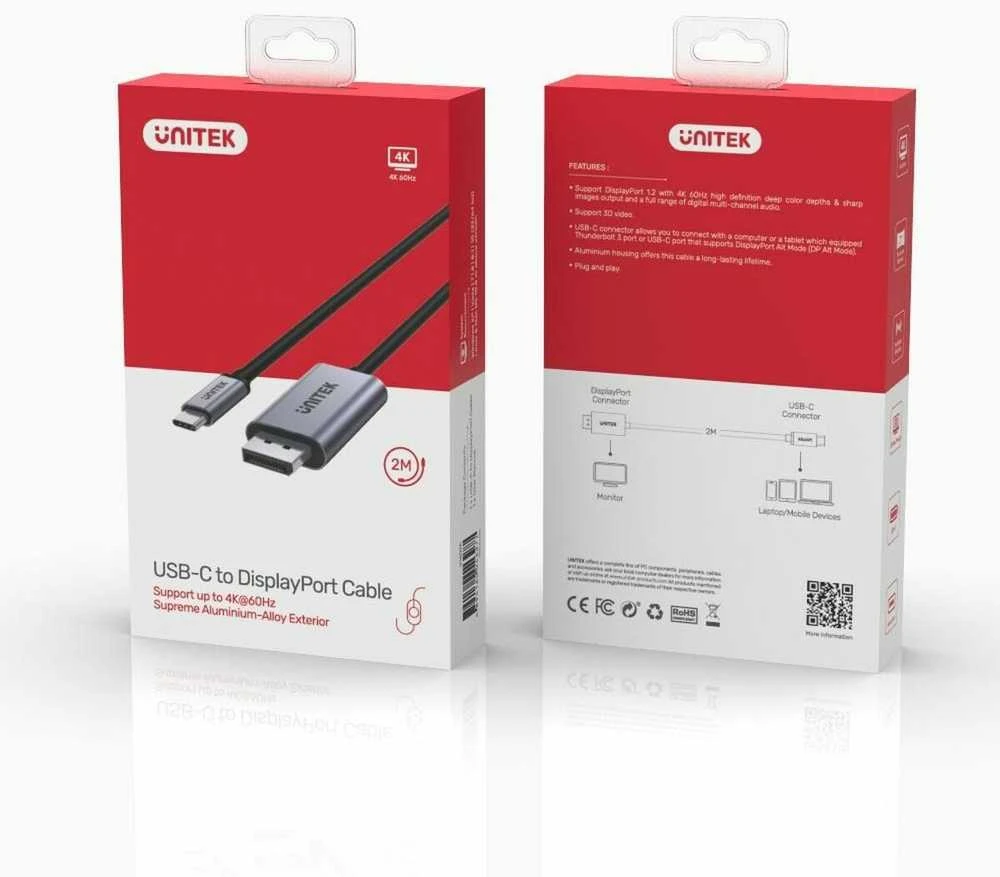 UNITEK ADAPTERIS USB-C – DP 1.2 4K 60HZ18M V1409A