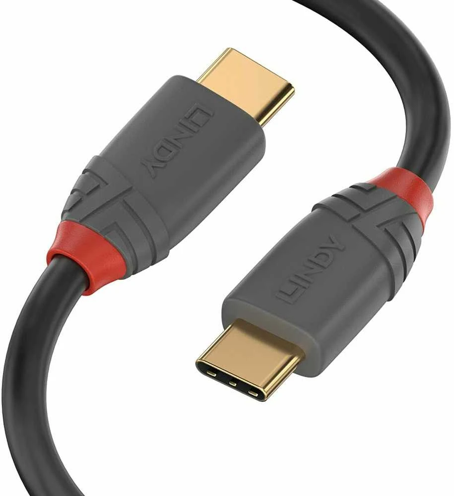 USB Kabelis - LINDY Anthra Line USB 3.2 Type C į C Laidas M/M, 20Gbps, 100W PD, 1.5 m, Juodas