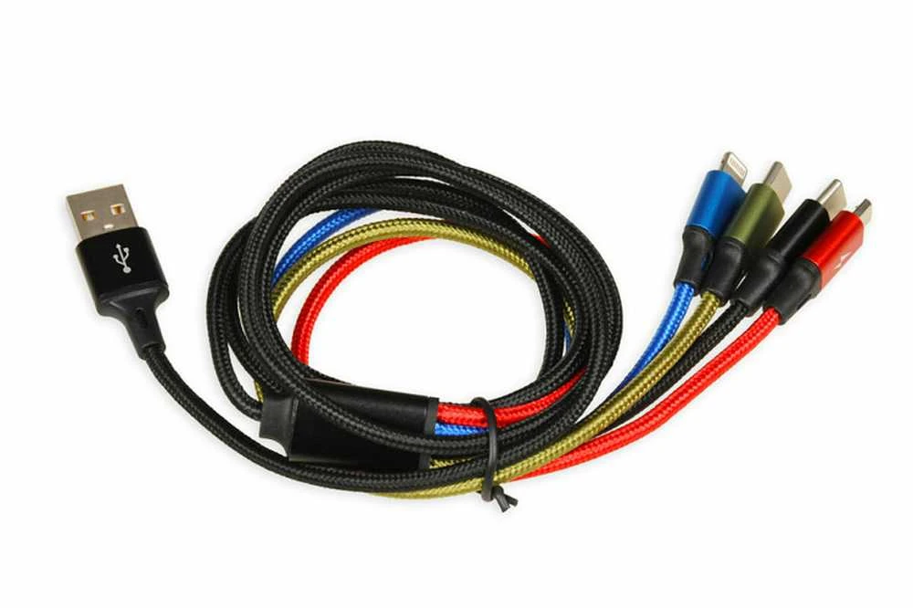 IBOX USB MULTI 4 IN 1 KABELAS: 2X USB-C MICRO USB LIGNING – SPALVOTAS KABELIS
